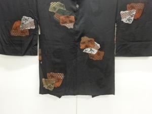 大正ロマン　漆破れ色紙模様織り出し一つ紋羽織